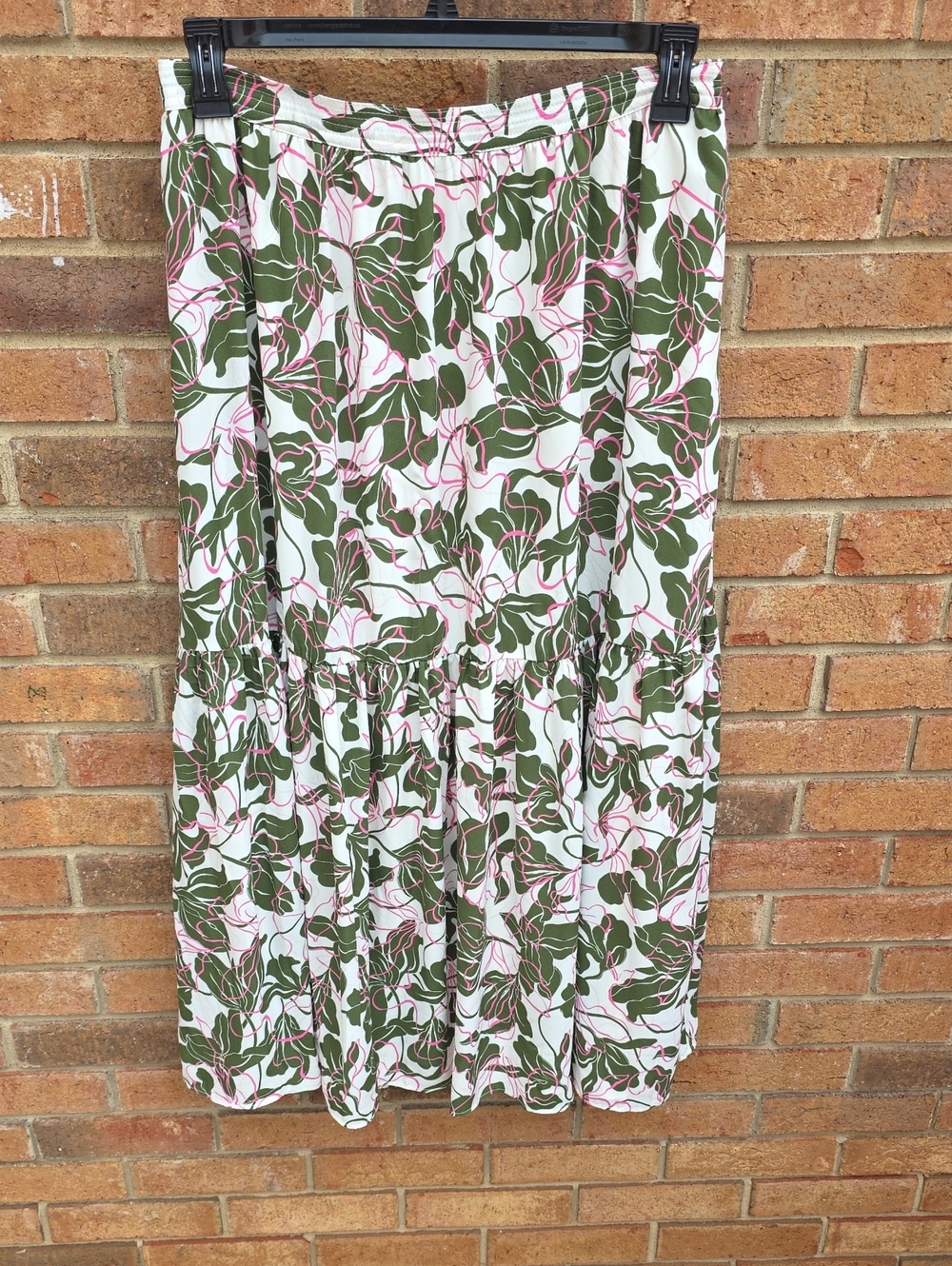 Parker Floral Midi Skirt with Olive & Pink  Size M